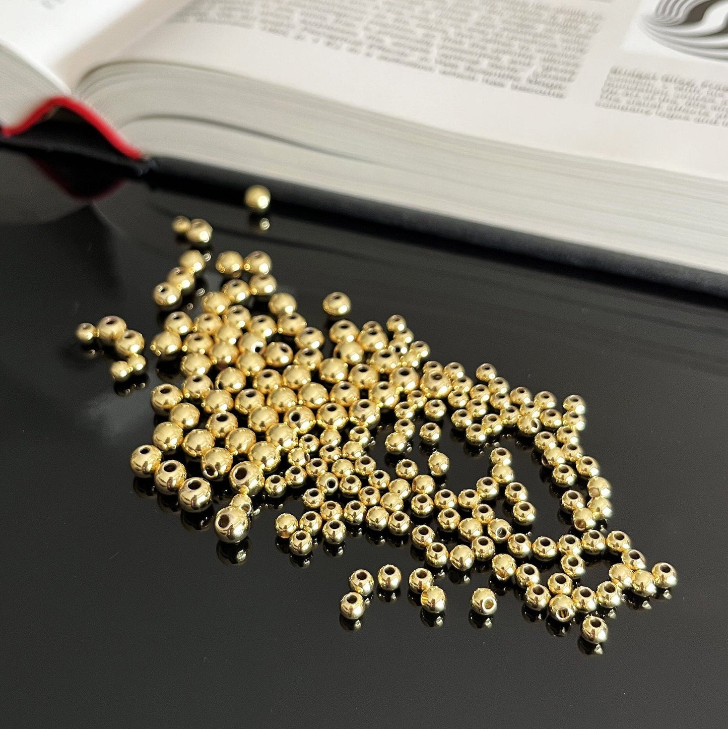 18K Gold Filled Seamless Round Spacer Beads (3-6mm)