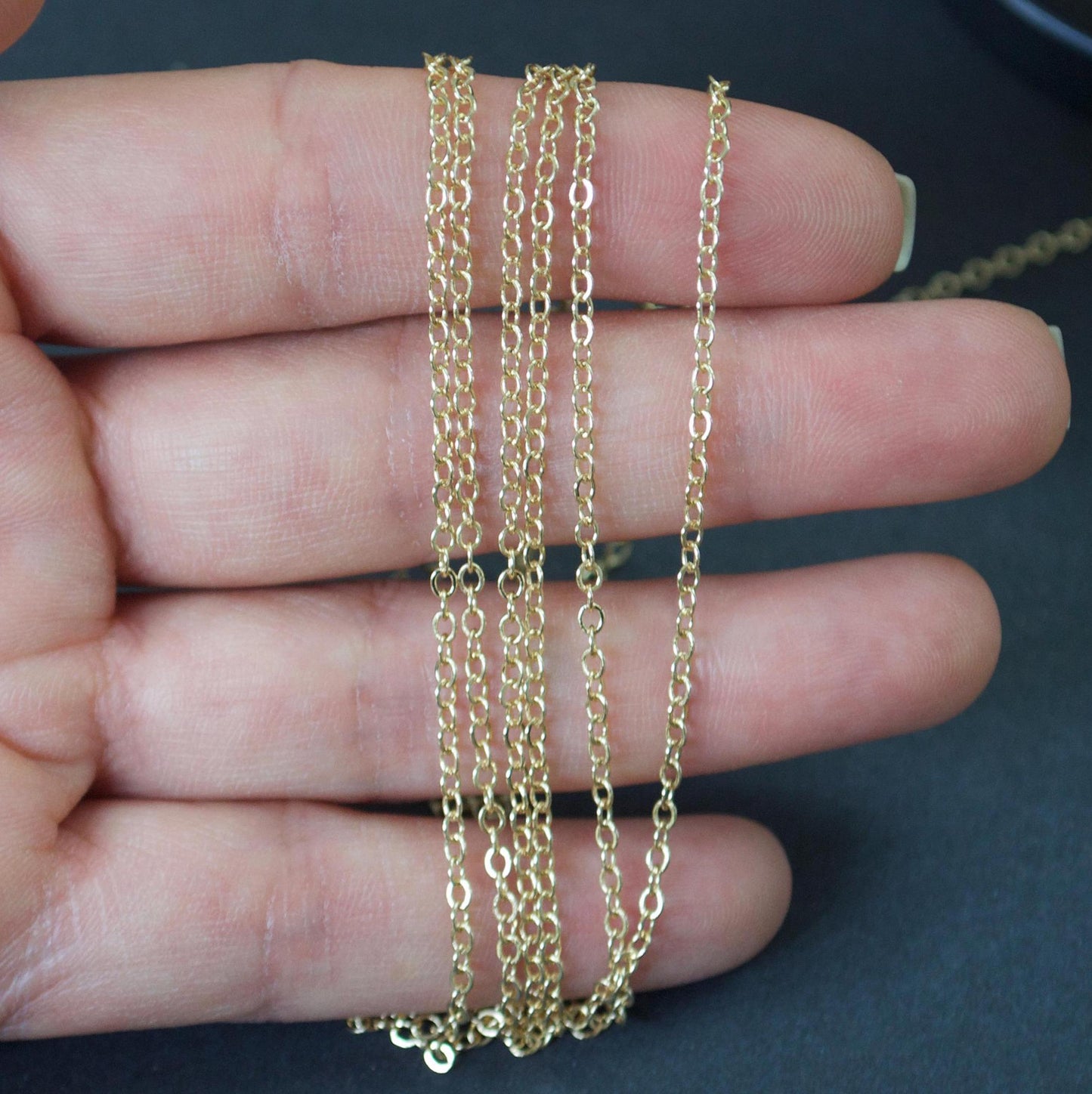 Dainty 1.5mm Flat Cable Chain - 18K Gold Filled - Wholesale & By the Foot
