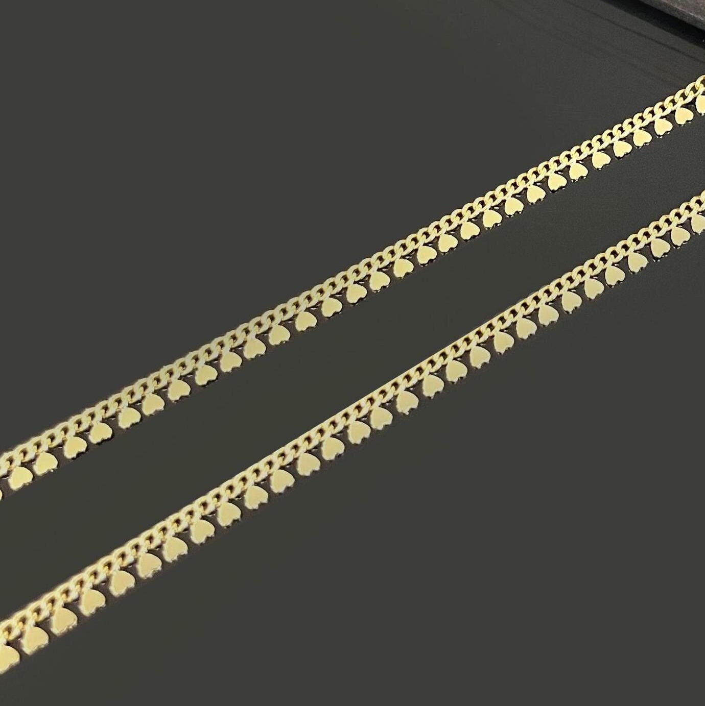 18K Gold Filled Heart Coin Chain - 2.5mm - By the Foot