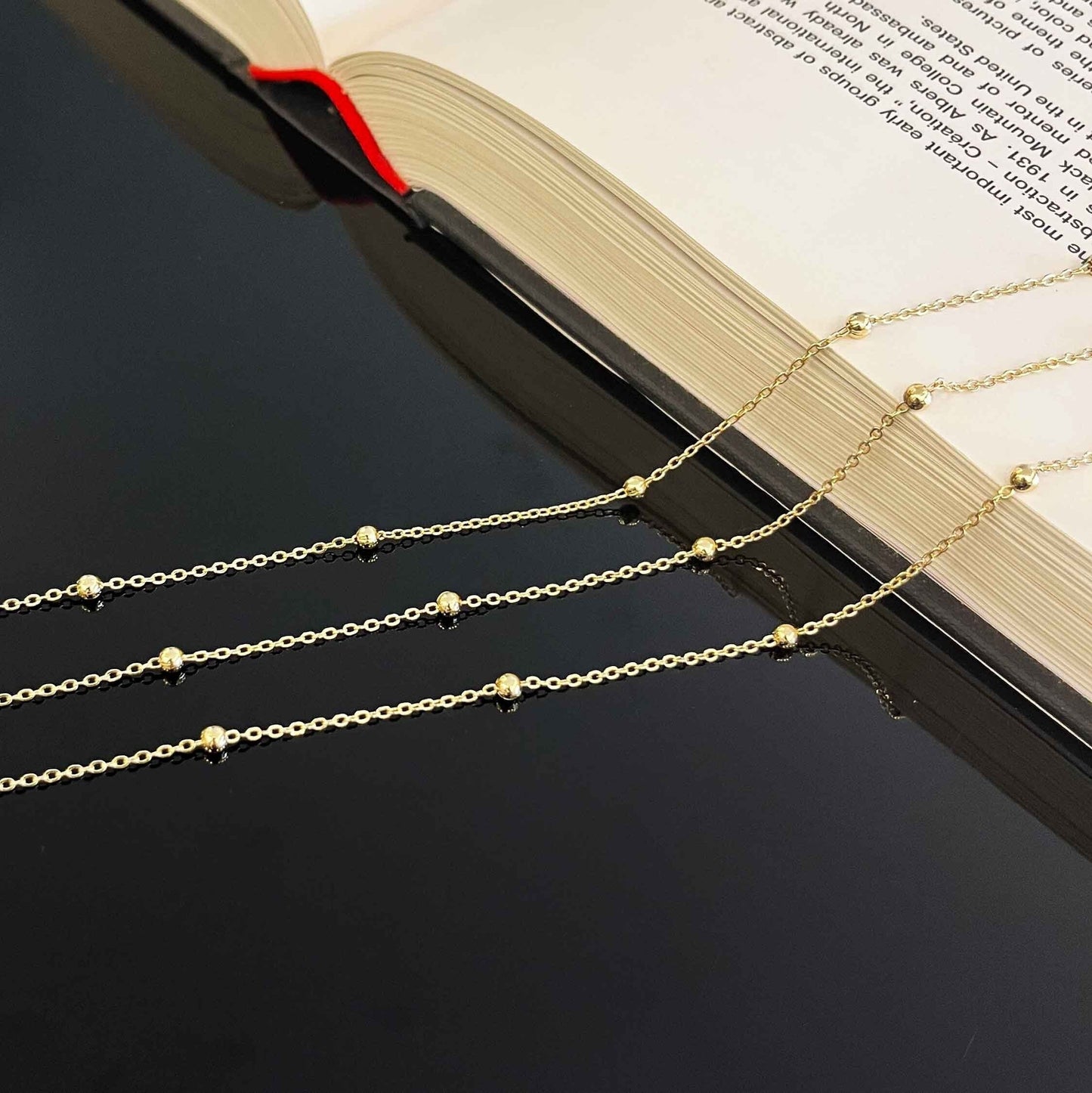 High quality 18K gold filled satellite chain delicate beaded design