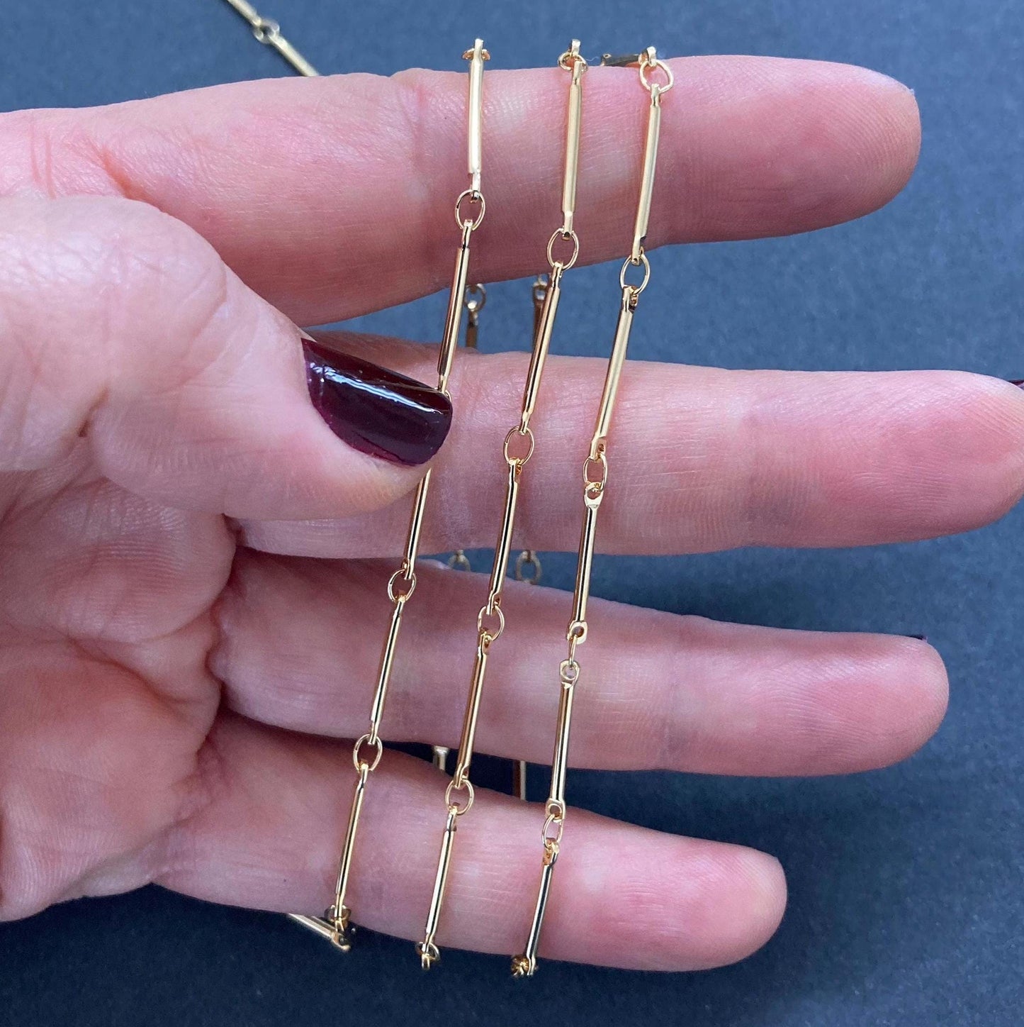 18K Gold Filled Bar Chain (15mm) - By the Foot