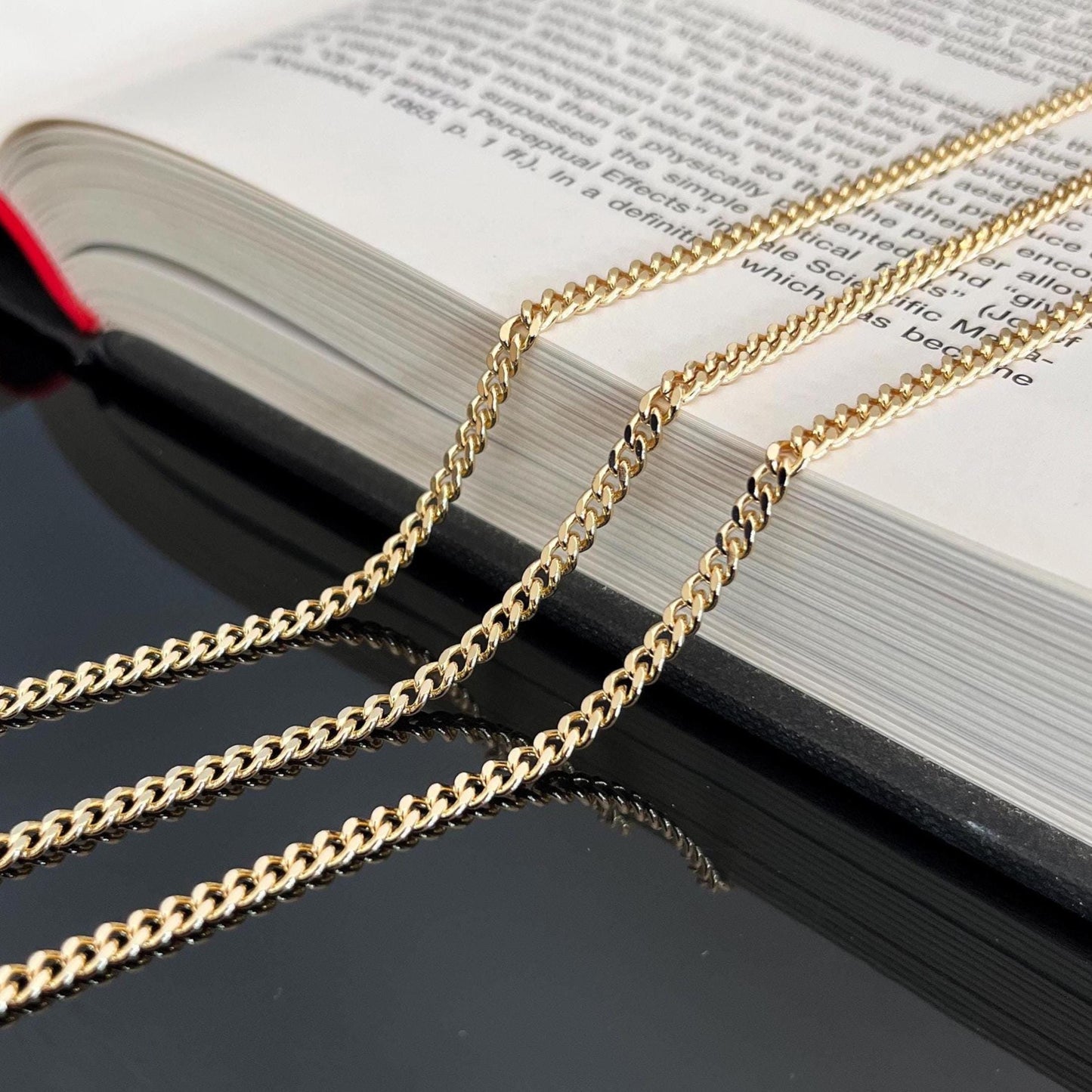 18K Gold Filled Curb Chain (2mm-4mm) - By the Foot