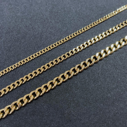 18K gold filled curb chain 2mm to 4mm thickness close-up detail