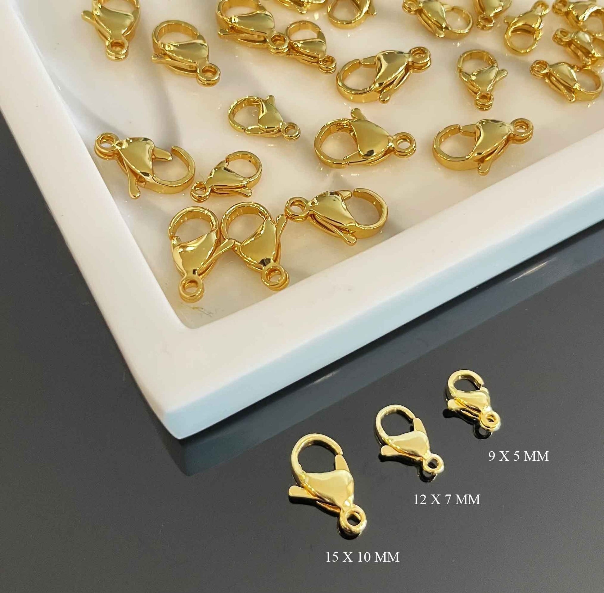 18K gold filled lobster clasp 9x5mm size showing detailed craftsmanship and gold finish