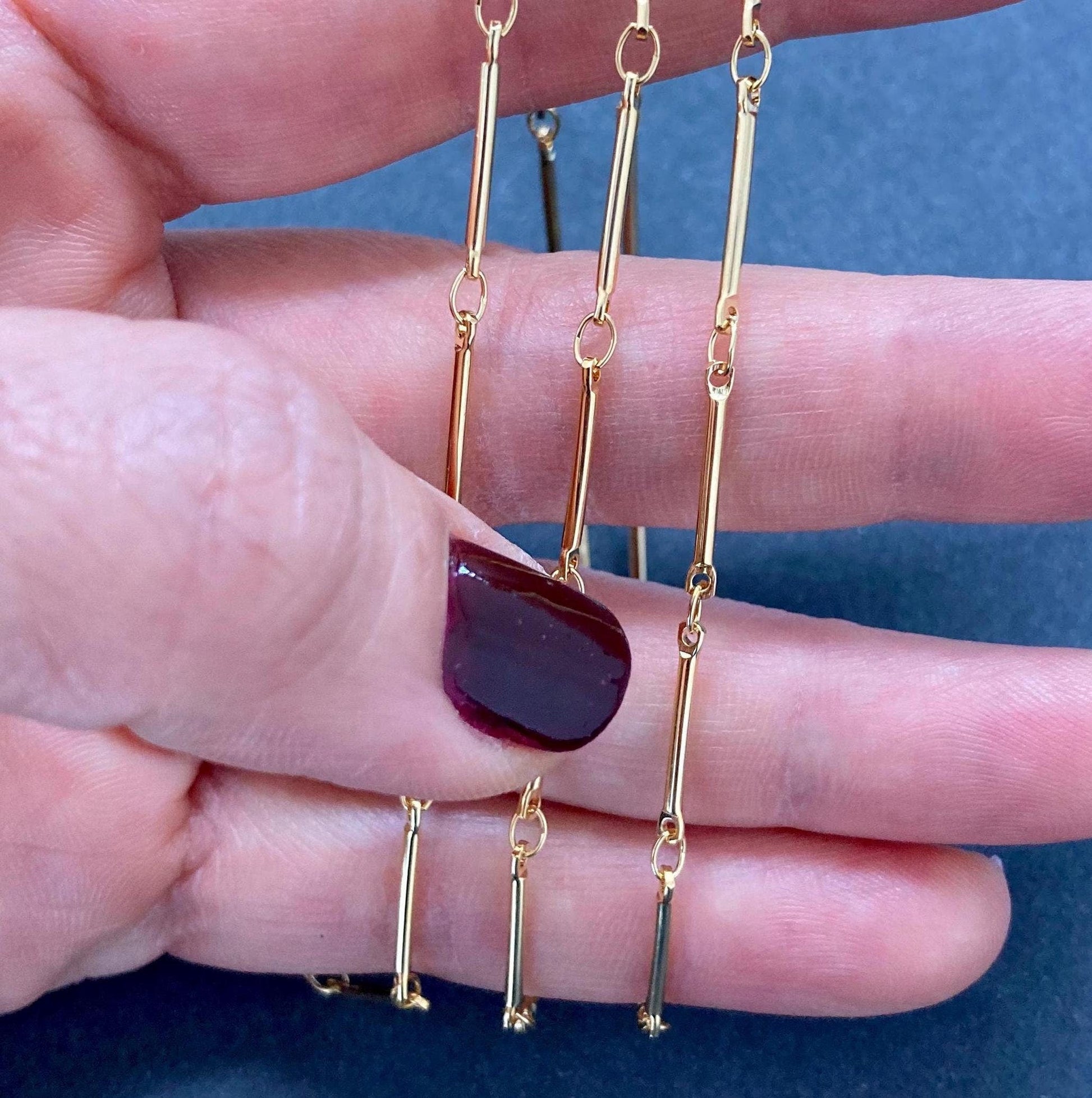 18K gold filled stick bar chain sold by the foot