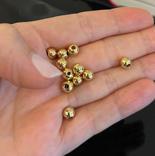 18K Gold Filled Seamless Round Spacer Beads (3-6mm)