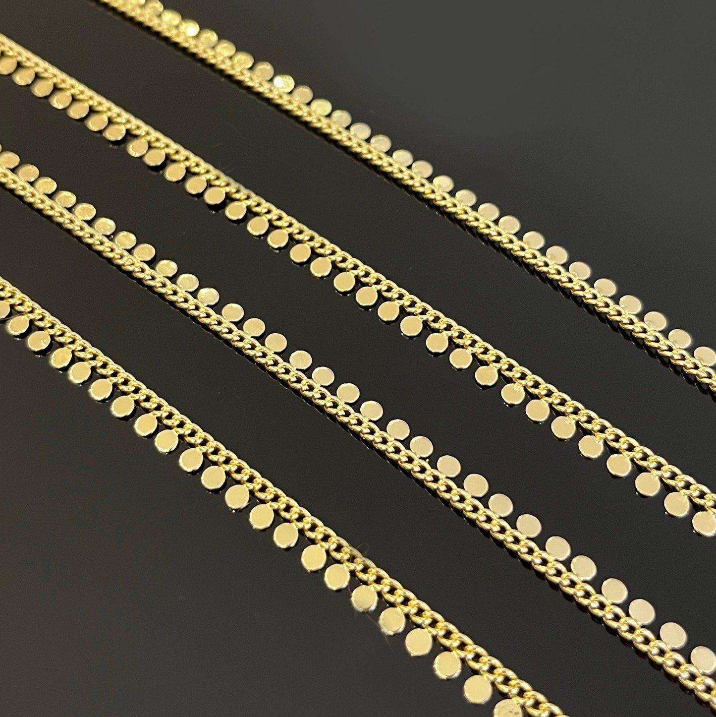 Coin gold filled chain, 18k gold filled, sequin disc chain, chain bulk wholesale, ankle chain, body chain, chain by the foot