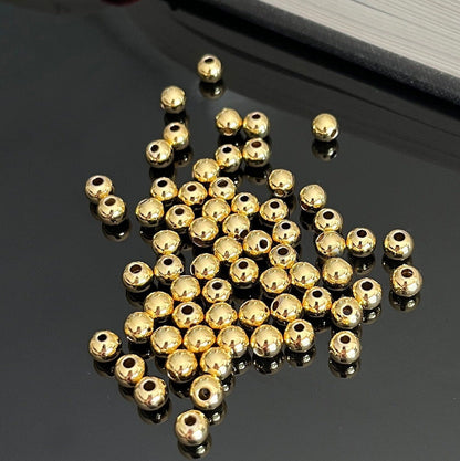 18K Gold Filled Seamless Round Spacer Beads (3-6mm)