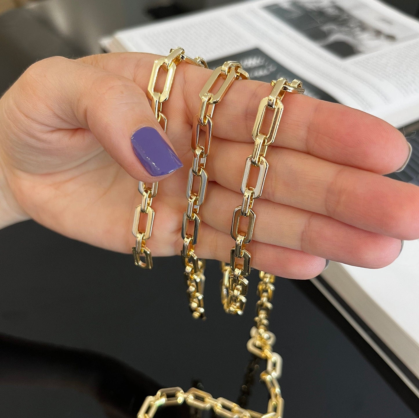 18K gold filled chunky hexagonal chain statement jewelry supply
