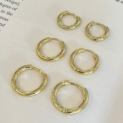 18K gold filled thick hoop earrings set wholesale jewelry supply
