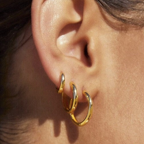 18K gold filled huggie hoop earrings thick hoops jewelry making
