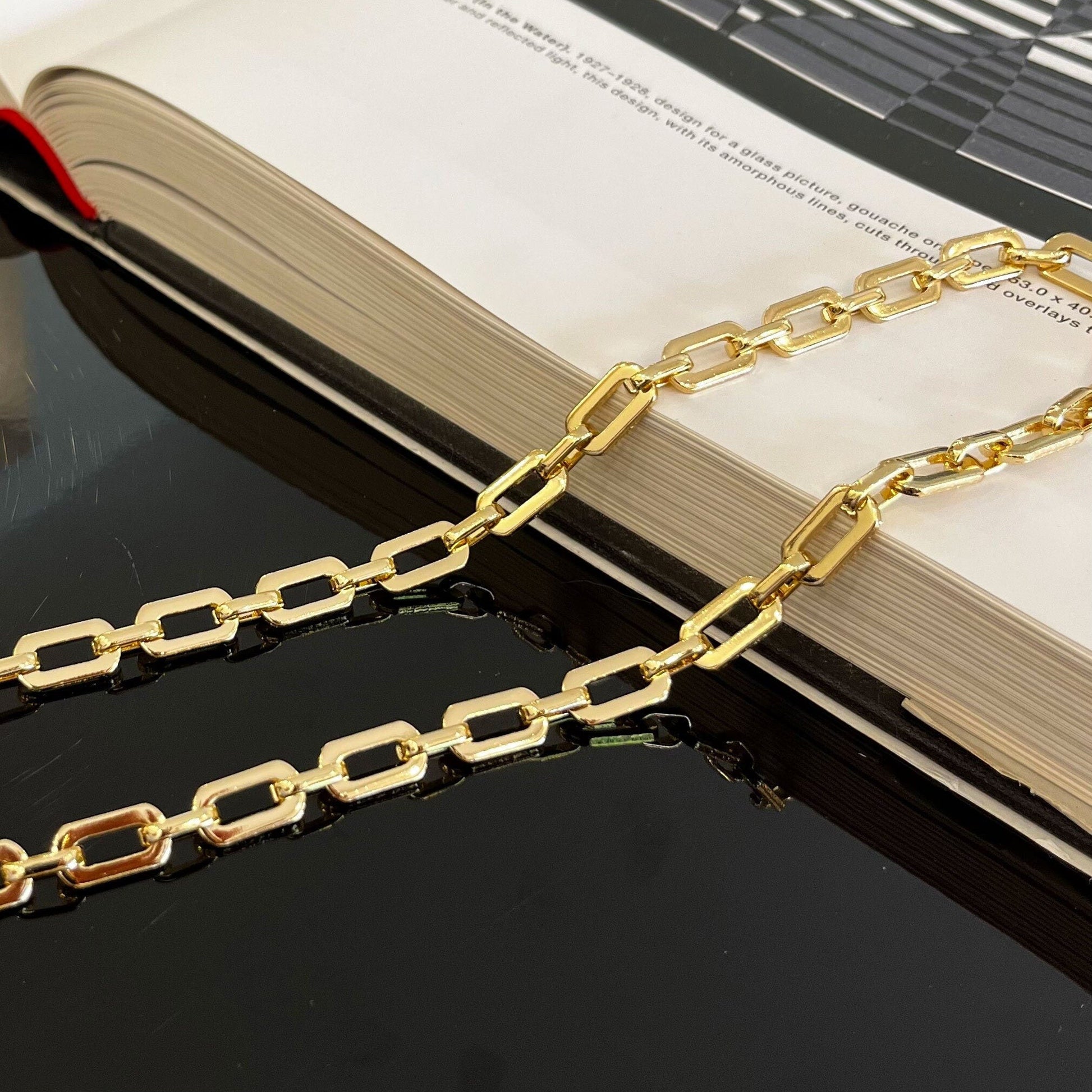 18K gold filled chunky hexagonal chain geometric design jewelry making
