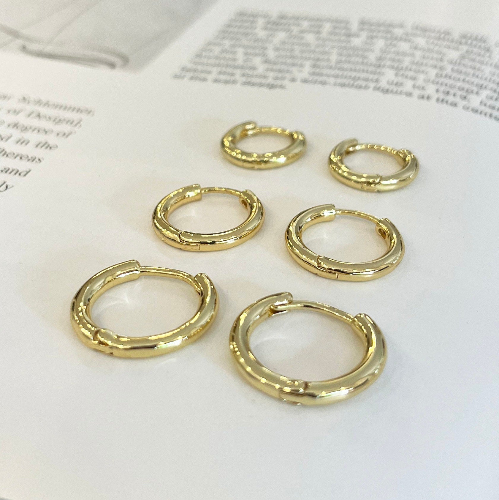 Gold filled huggie hoops close-up detail tarnish resistant earrings
