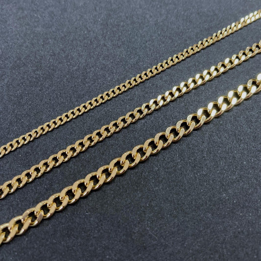 18K Gold Filled Curb Chain (2mm-4mm) - By the Foot