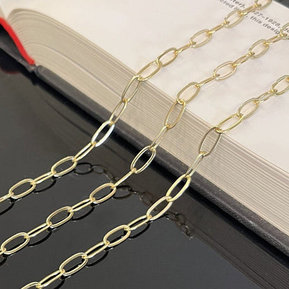 Gold filled paperclip chain modern oval link design