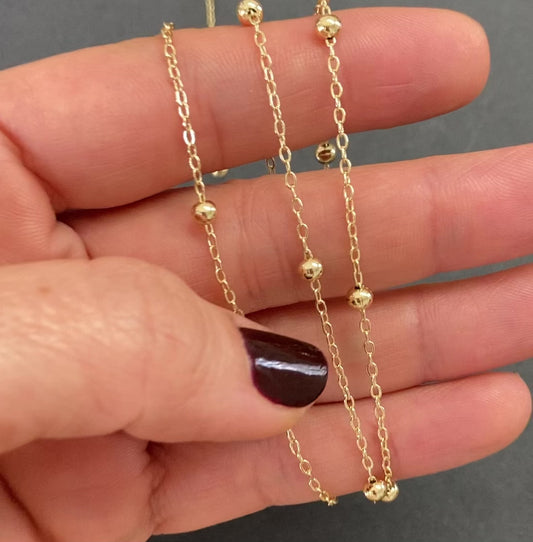 18K Gold Filled Satellite Chain - 2.5mm Beads - By the Foot