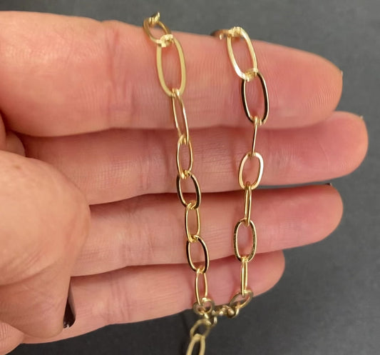 18K Gold Filled Oval Paperclip Chain (10x4mm) - By the Foot